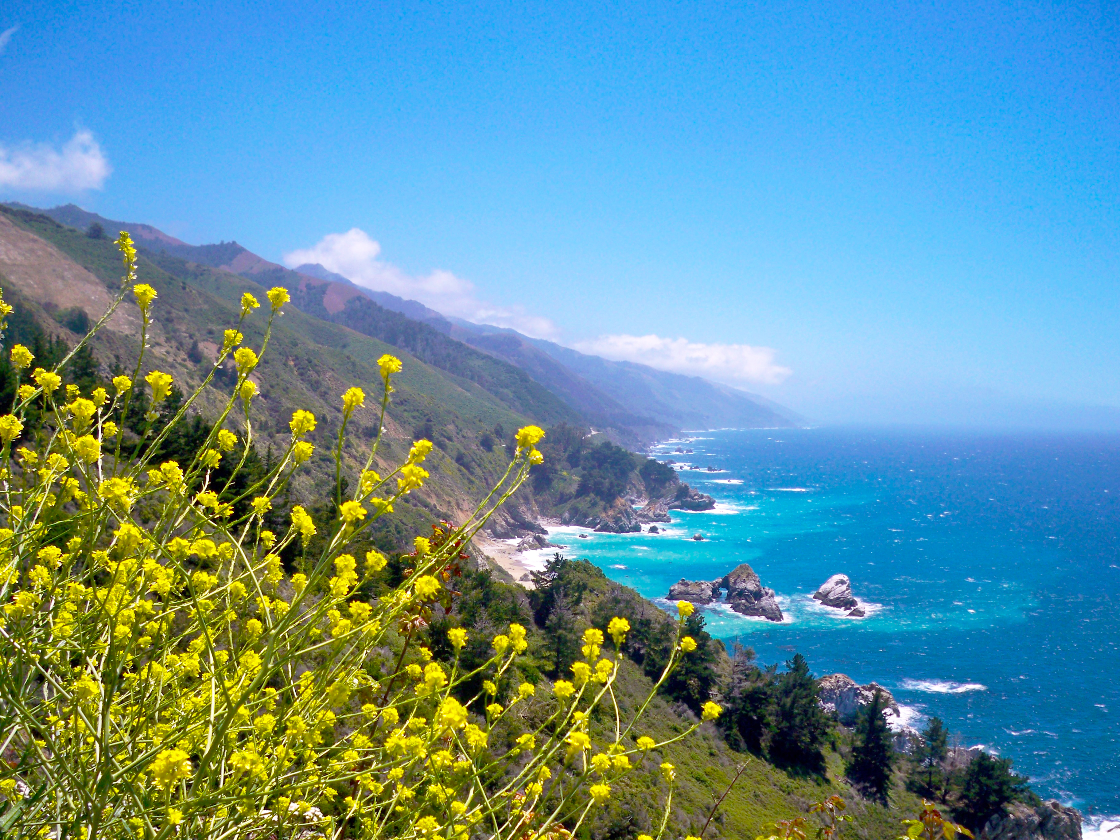 Scenic Big Sur coastline and mountains